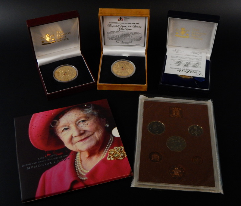 Various collector's coins, to include the Jewelled Queen's 80th Birthday Golden Crown, the