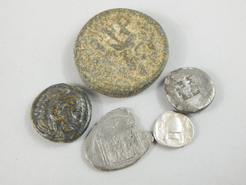 A collection Ancient Greek silver and other coins, to include a Alexander III Drachma, a silver - Image 2 of 2