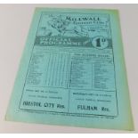 A football programme, for Millwall -v- Lincoln City 10/9/1932, Football League Division 2