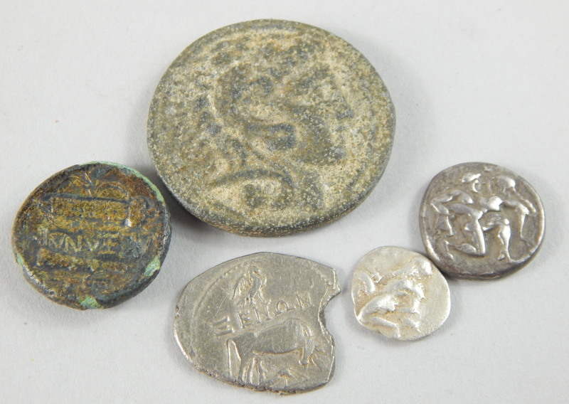 A collection Ancient Greek silver and other coins, to include a Alexander III Drachma, a silver