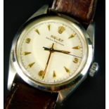 A Rolex Oyster precision gentleman's wristwatch, in a plated case, with gold coloured batons and