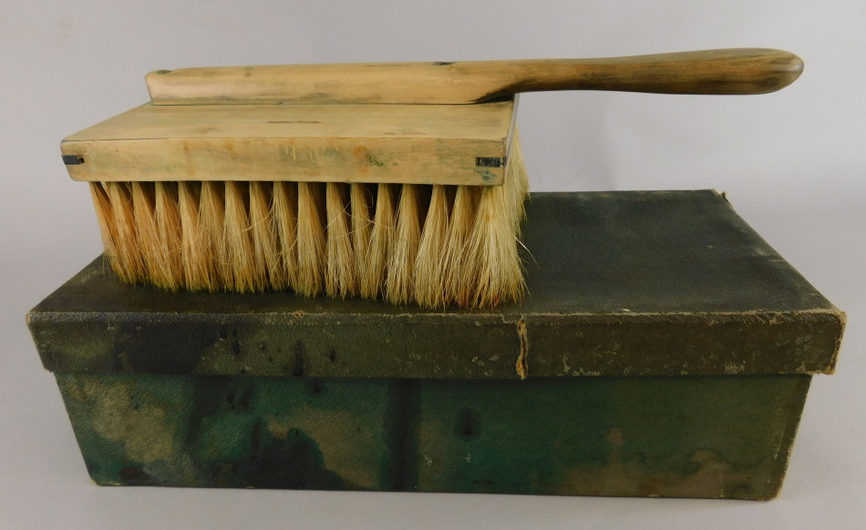 A vintage softwood rectangular specialist decorator's emulsion brush, in original box