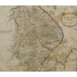 Robert Morden. Lincolnshire, hand coloured printed map, 47.5cm x 51.5cm