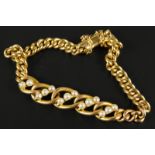 A Victorian bracelet, with five hoop design to centre, each set with three seed pearls, yellow