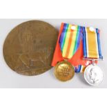 A pair of First World War medals, awarded to a Private Arthur Sweeting of the Northumberland