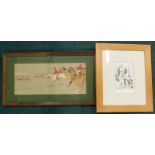 After Cecil Aldin. Hunting caricatures, 20cm x 46cm, and an artist signed print