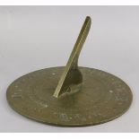 Banks, Strand London. A brass sundial, the main dial with Roman numerals, 30cm diameter