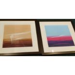 ACS. Sunset, artist signed limited edition prints, No. 37/150 and 36/150, 54cm x 57cm (2)