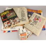 A collection of sporting memorabilia, to include a 1966 World cup related magazines, some Manchester