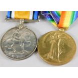 Two First World War medals, awarded to a Private Harold Victor Court of the Gloucestershire