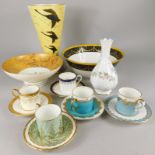 A collection of modern ceramics, to include two Royal Worcester Art Deco collection pieces,