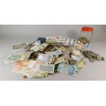 A large quantity of mainly foreign coins, bank notes etc.