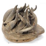 Tribal Art. A Gnere 'Anyi' Gela war mask from the Ivory Coast, early 20thC., 31cm highProvenance: