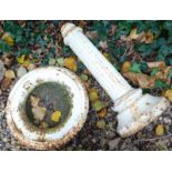 A cast iron bird bath, or plant stand, with cylindrical reeded column, the top 39cm diameter