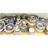 A large quantity of Mason's Blue Vista pattern tea and dinner ware, to include two tureens and