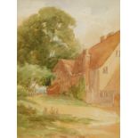 withdrawn presale by vendor- A M Wood (19th/20thC). Village lane, watercolour, signed and dated