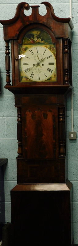 Jno Foster, Cornhill Lincoln, A mid 19thC longcase clock, the arched dial painted with churches,