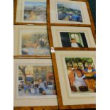 After Margaret Loxton. A set of six artist signed prints of Provence, titled Spring Vineyard,