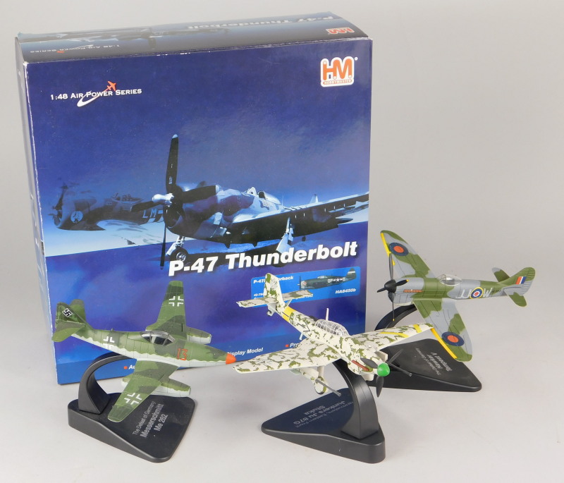 A Hobbymaster PE-37 Thunderbolt model aeroplane, and other aircraft.