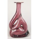 A purple and white art glass vase, indistinctly signed to underside, 18cm high.