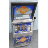 A Quicksilver one arm bandit or fruit machine, with chrome fittings, 103cm high, 40cm wide