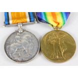 Two First World War medals, awarded to Harry Tattershall of the Durham Light Infantry, the Victory