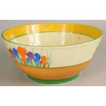 A Clarice Cliff Crocus pattern bizarre bowl, with printed marks to underside and stamped 8, mark 8.