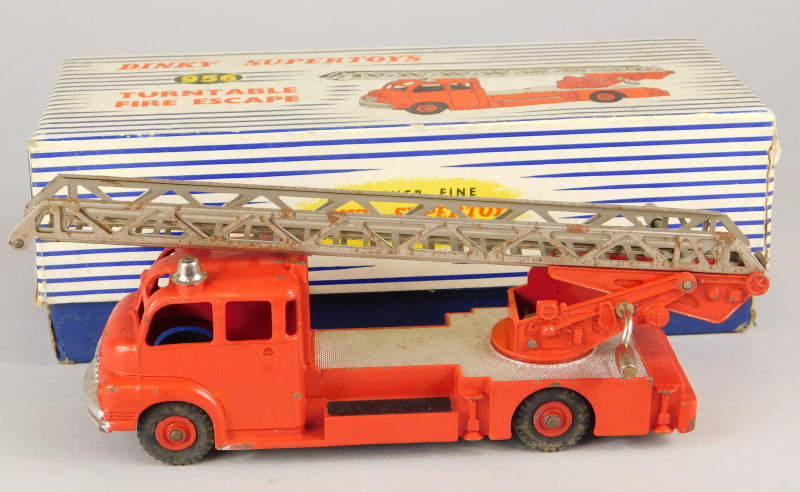 A Dinky Supertoys turntable fire escape vehicle, number 956, boxed.