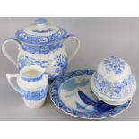 A Signature Collection by Spode porringer and cover, printed with the Gothic castle pattern, a Delft