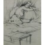 Lewis Davies (1939-2010). Reclining nude study, drawing, signed, 54cm x 43cm, and another signed and