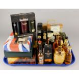 Various miniature bottles of whisky etc., to include a set of three Glenfiddich, etc