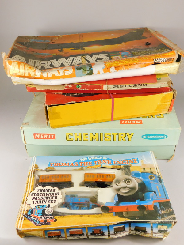 Various children's games etc., to include a Merit chemistry set, a Meccano number 3 set, Parker