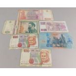 Various bank notes, to include Bank of Romania etc.