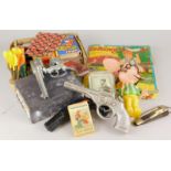 A collection of children's toys, to include a Rustler Top Gun child's pistol, a Code G gun,