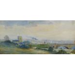withdrawn presale by vendor- C Parkin (20thC). Town landscape with chimneys, watercolour, signed and