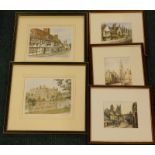 A collection of coloured prints, to include views of Stamford, Leeds Castle, Kent etc.