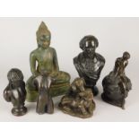 A collection of various decorative items, to include a modern bronze Buddha, Robert Wright Limited