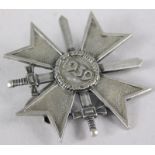 A German white metal silver Iron cross, dated 1939