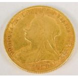 A Queen Victoria 1896 full gold sovereign.