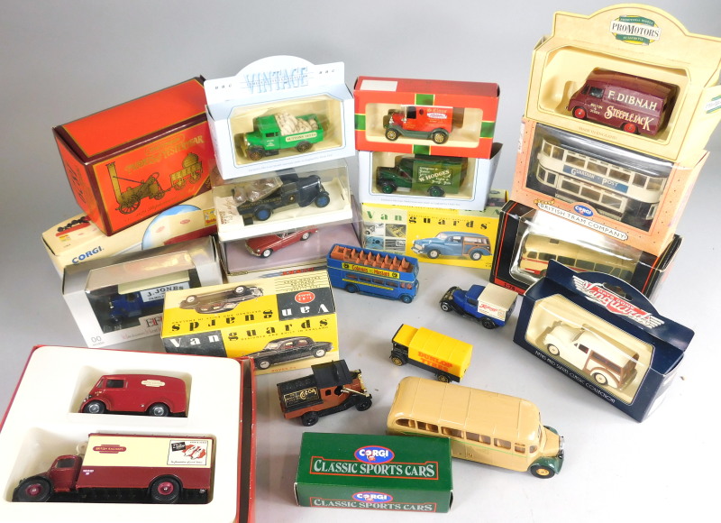 Various die cast vehicles, to include Vanguard, Dinky, Matchbox Models of Yesteryear etc.