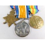 Three First World War medals, awarded to a Private C A Boothman of Lincolnshire Regiment, the