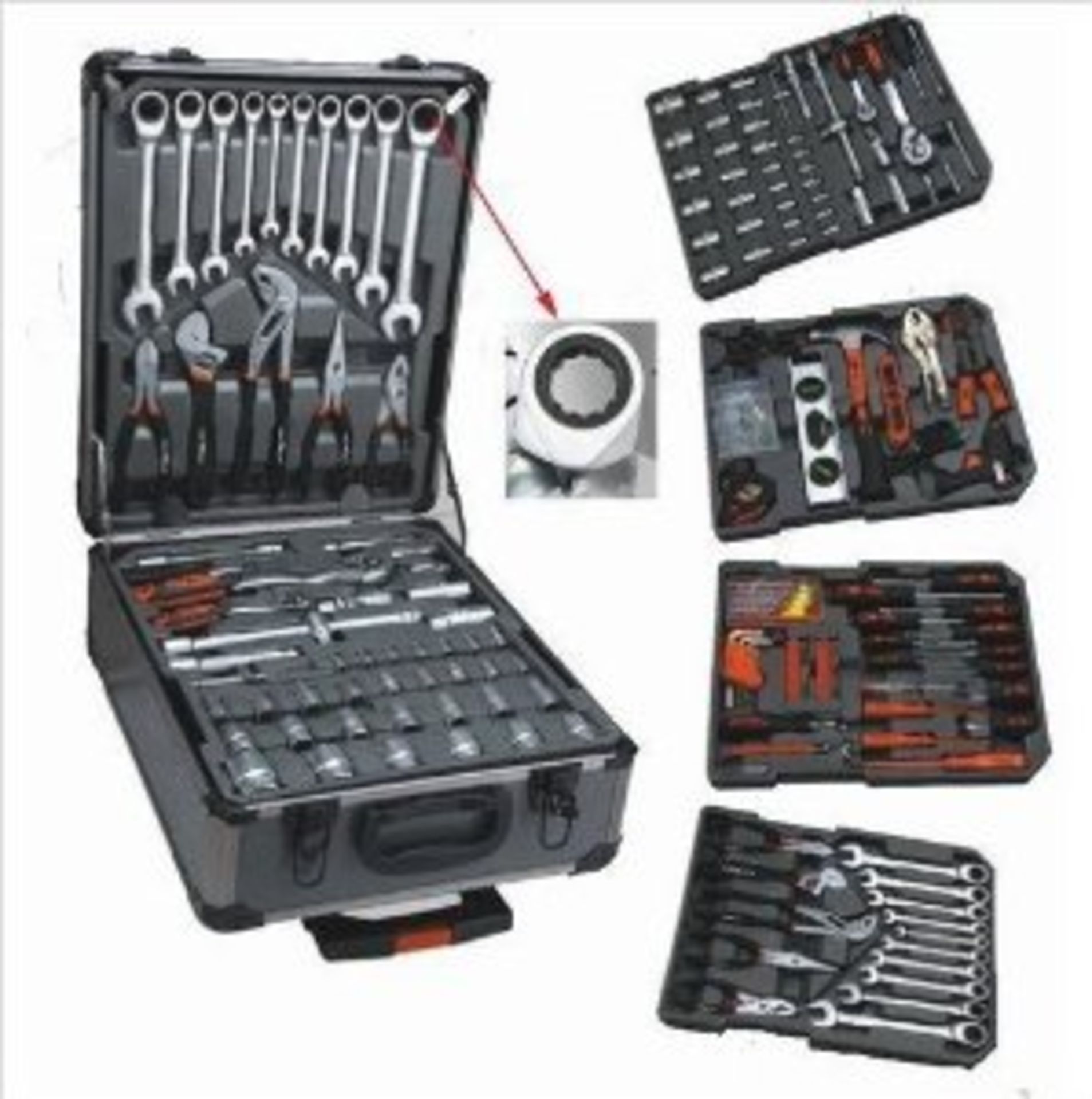 V *TRADE QTY* Brand New Premium Kraft International 186pc (Minimum) Tool Kit In Wheeled Carry Case