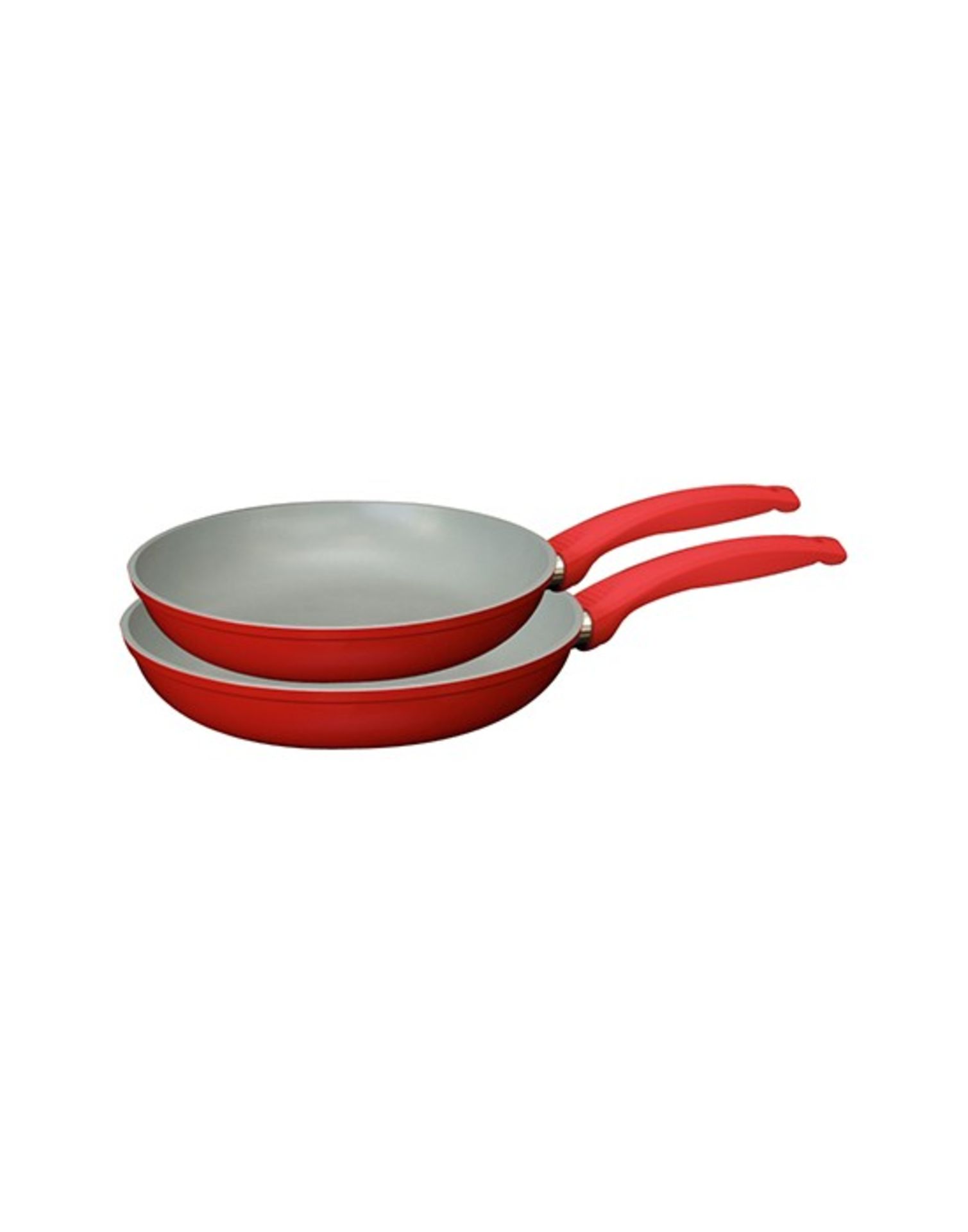 V *TRADE QTY* Brand New Set Of Two Colour Changing Frying Pans (Red) Changes Colour At Optimum