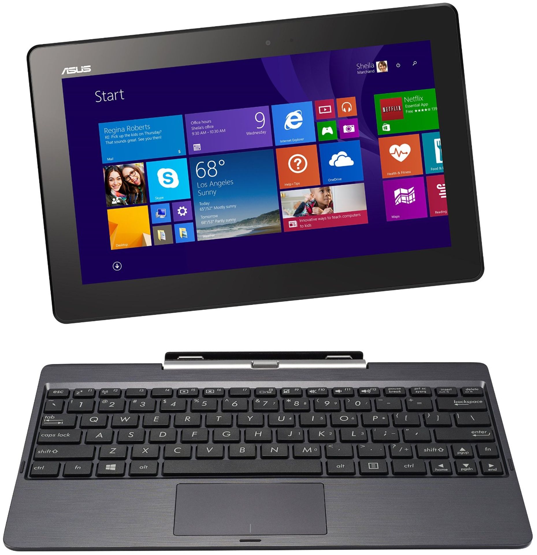 V Grade A Asus T100TAM Transformer Laptop With 500Gb HDD - 2Gb On-board RAM- 10.1 Inch LED Screen In