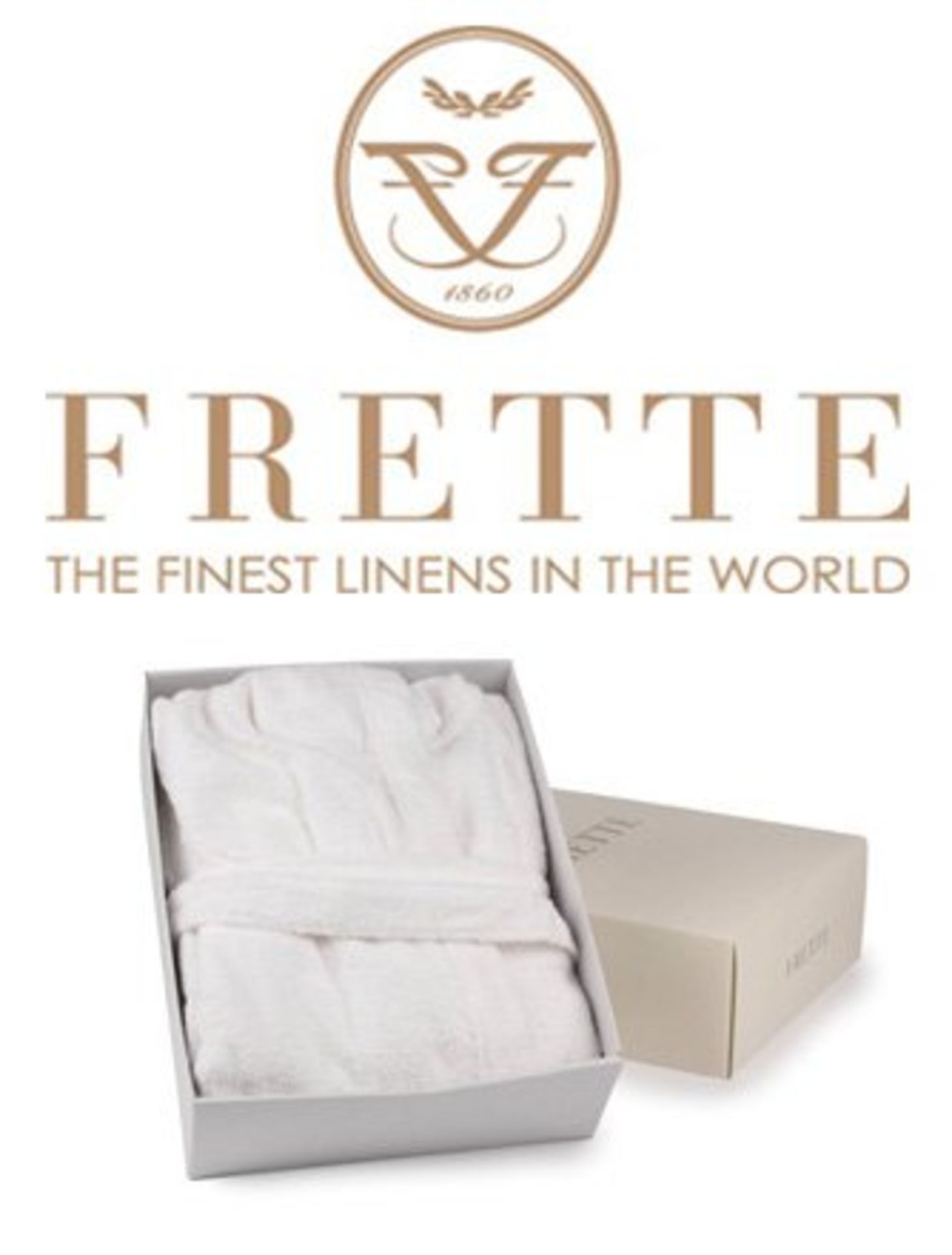 V Brand New Frette Luxury Italian 100% Open Ended High Quality Cotton White Bath Robe with Hood - Image 2 of 3