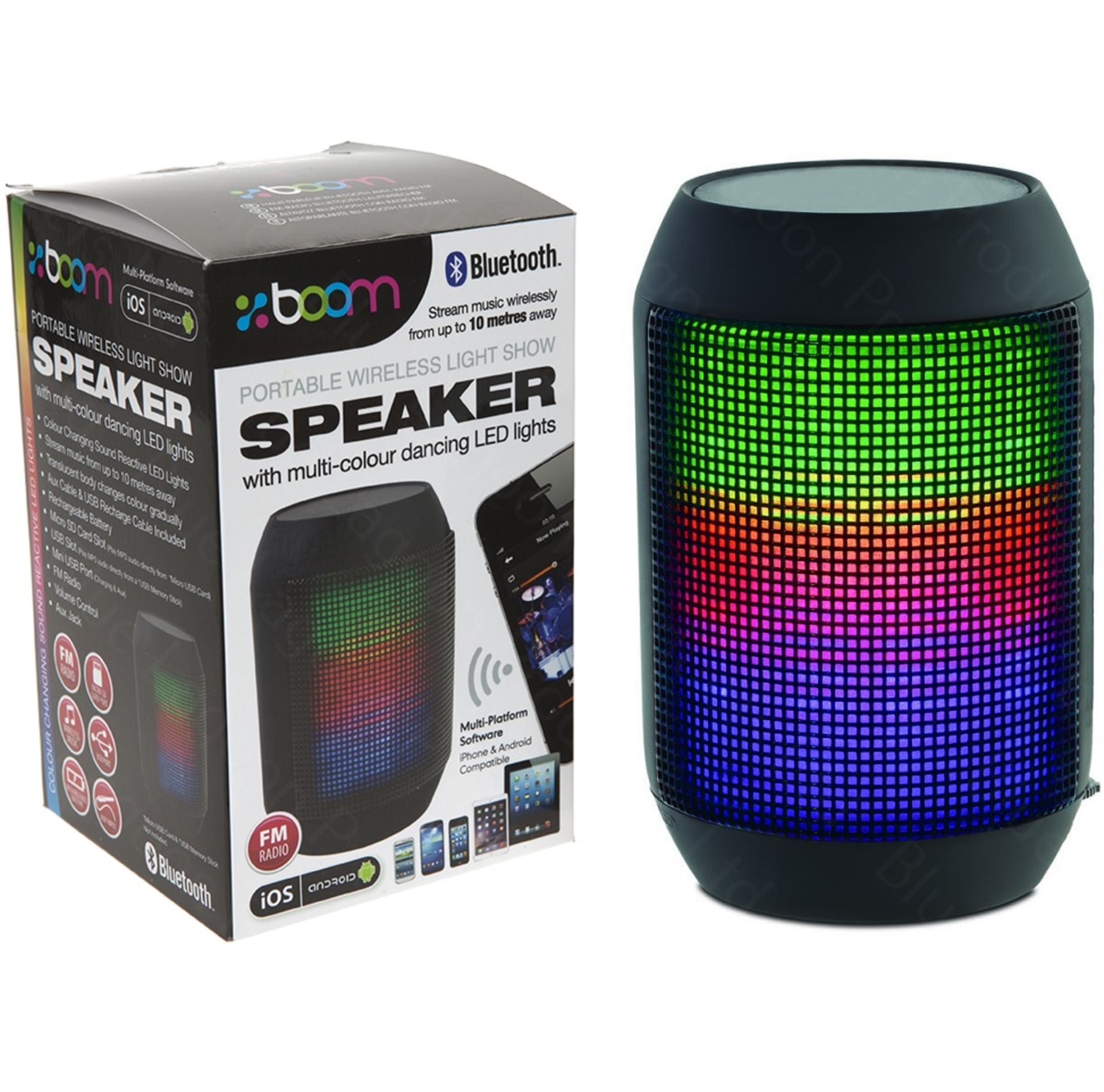 V Brand New Boom Colour Changing Sound Reactive LED Light show Speaker X 2 YOUR BID PRICE TO BE