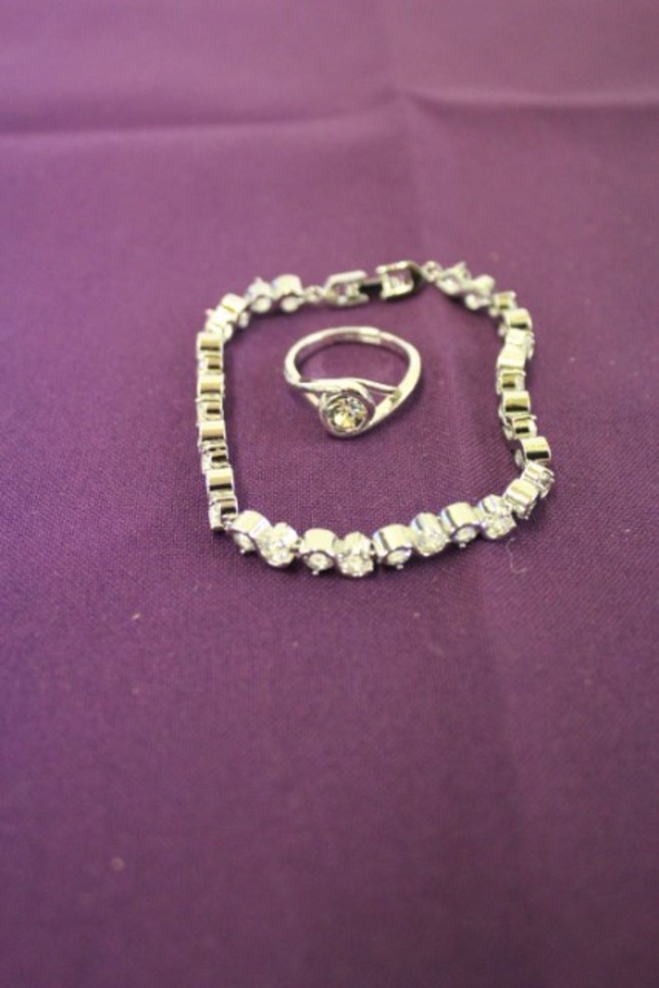 Brand New Swarovski Elements Bracelet & Solitaire Ring Diamond & Silver Colour