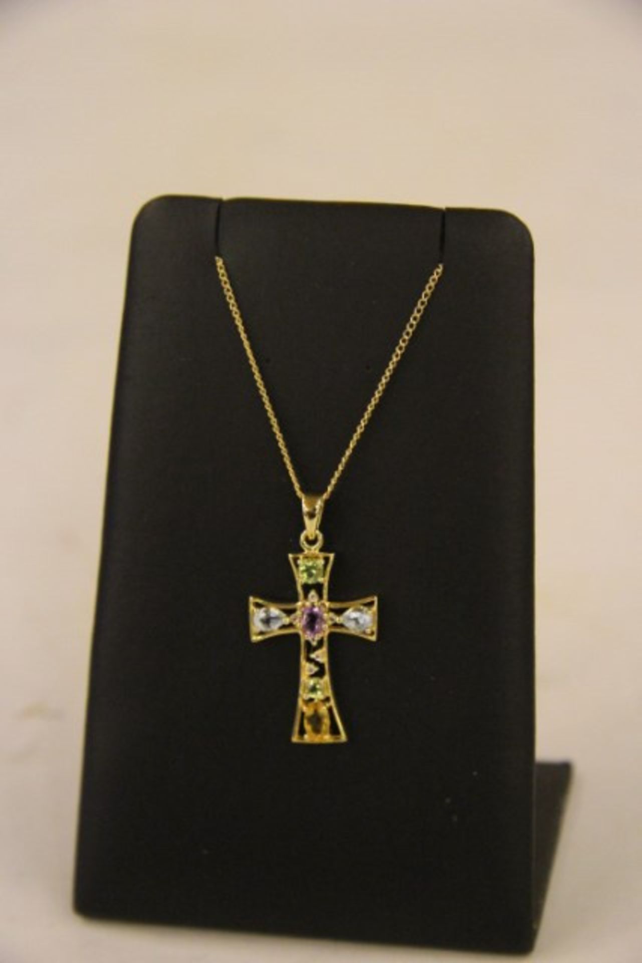 V Brand New YM Chain & Multi Stone Cross X 2 YOUR BID PRICE TO BE MULTIPLIED BY TWO