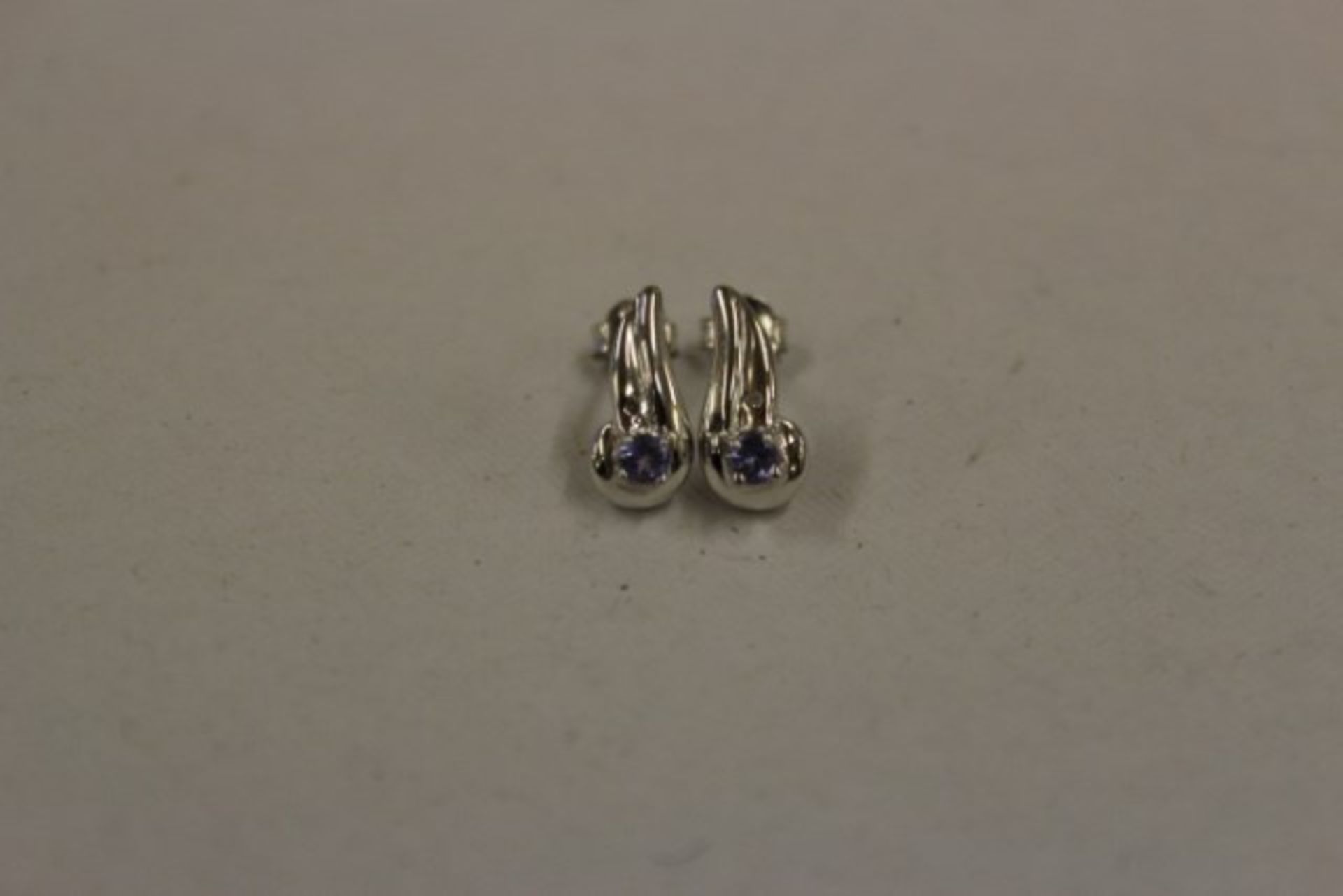 V Brand New Pair WM (925) Amethyst & Diamond Earrings