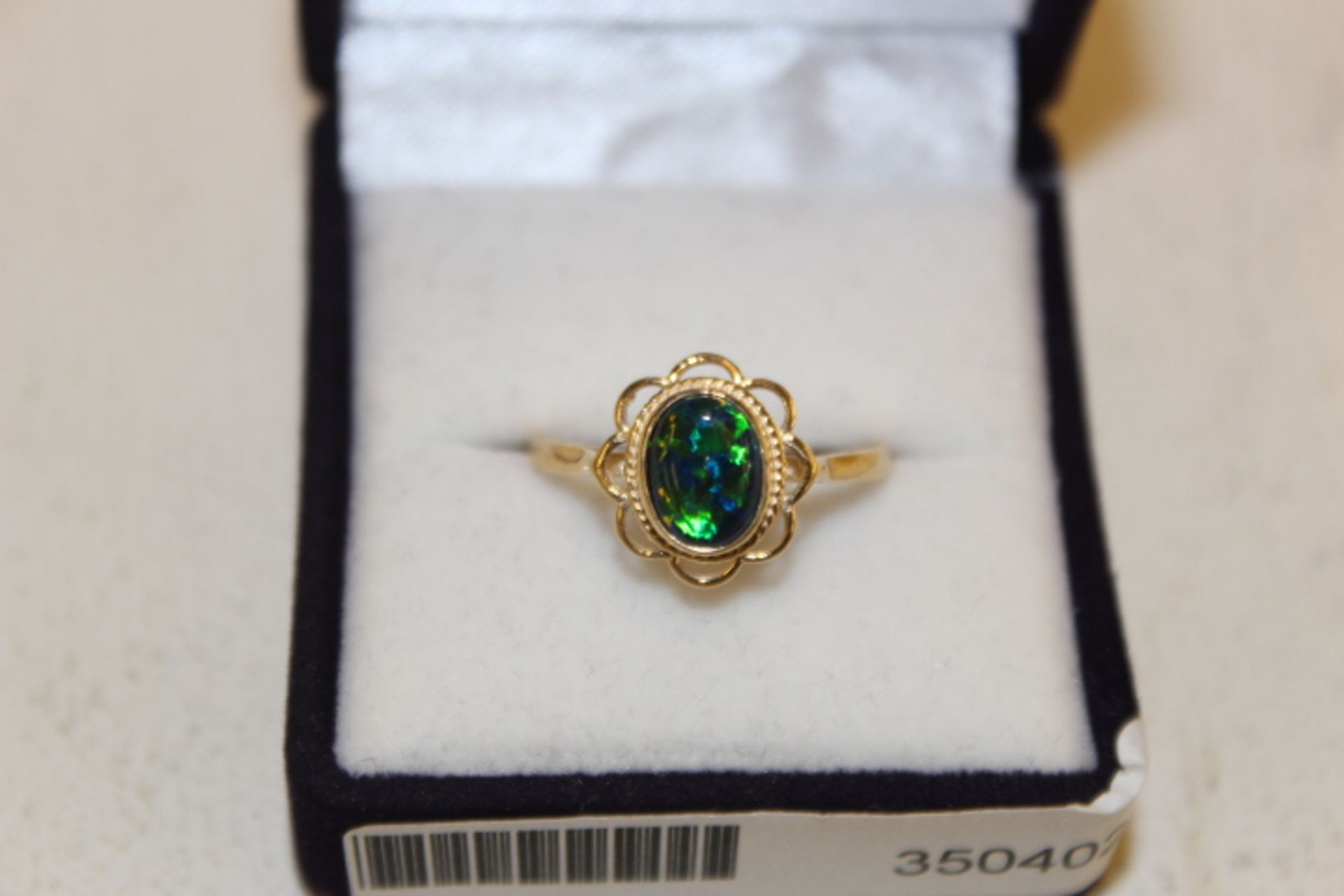 Yellow Gold Green Opal Ring